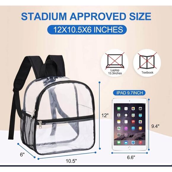 New: Clear Backpack for Stadium (khaki); stadium approved; concert approved - Picture 2 of 4